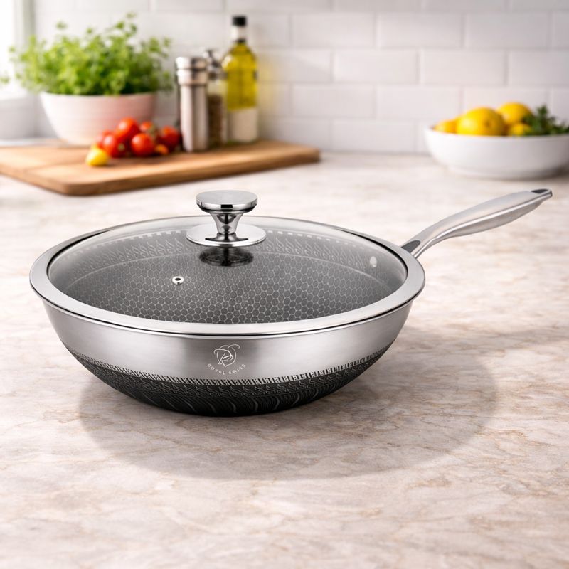 Wok Hexagon-mönster Stekpanna - 32 CM