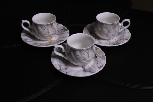 Marmor Pure – Enkla och Stilrena Kaffekoppar Små - 12 Delar Set